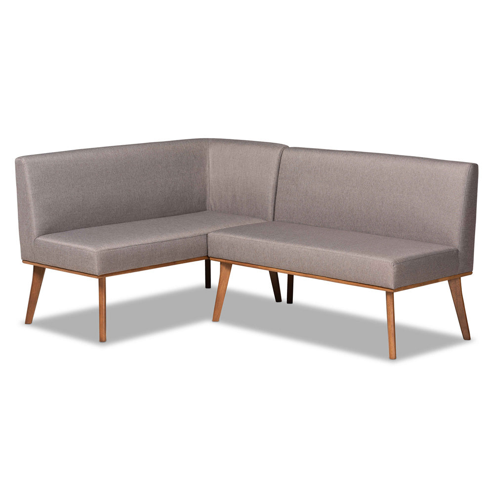 Baxton Studio - Odessa Dining Sofa Bench in Grey/walnut brown - BBT8054-Grey/Walnut-2PC SF Bench view 1