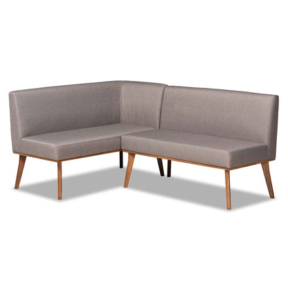 Baxton Studio - Odessa Dining Sofa Bench in Grey/walnut brown - BBT8054-Grey/Walnut-2PC SF Bench view 1