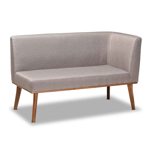 Baxton Studio - Odessa Dining Sofa Bench in Grey/walnut brown - BBT8054-Grey/Walnut-2PC SF Bench view 2