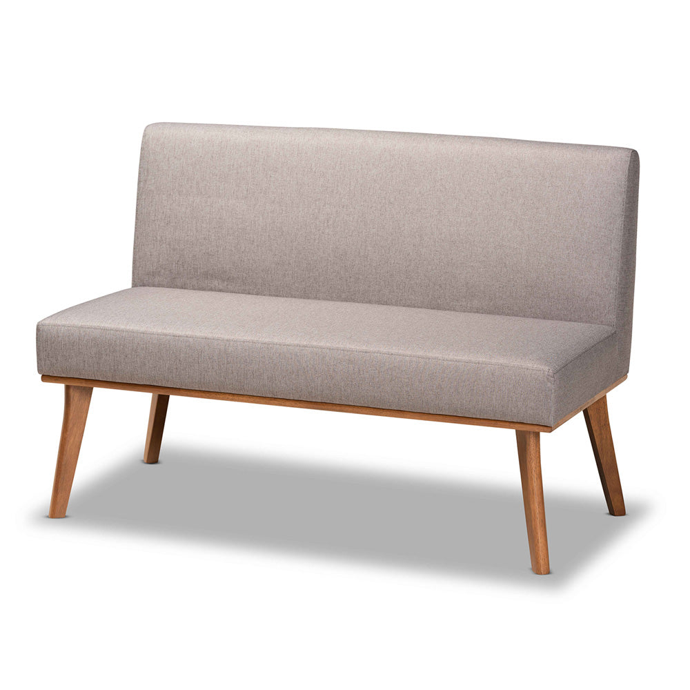 Baxton Studio - Odessa Dining Sofa Bench in Grey/walnut brown - BBT8054-Grey/Walnut-2PC SF Bench view 3