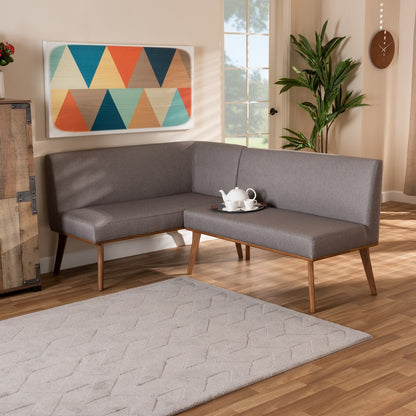 Baxton Studio - Odessa Dining Sofa Bench in Grey/walnut brown - BBT8054-Grey/Walnut-2PC SF Bench view 6