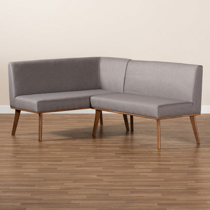 Baxton Studio - Odessa Dining Sofa Bench in Grey/walnut brown - BBT8054-Grey/Walnut-2PC SF Bench view 7