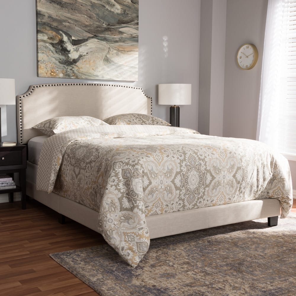 Baxton Studio - Odette Full Size Bed in Light Beige - CF8747-S-Light Beige-Full view 6