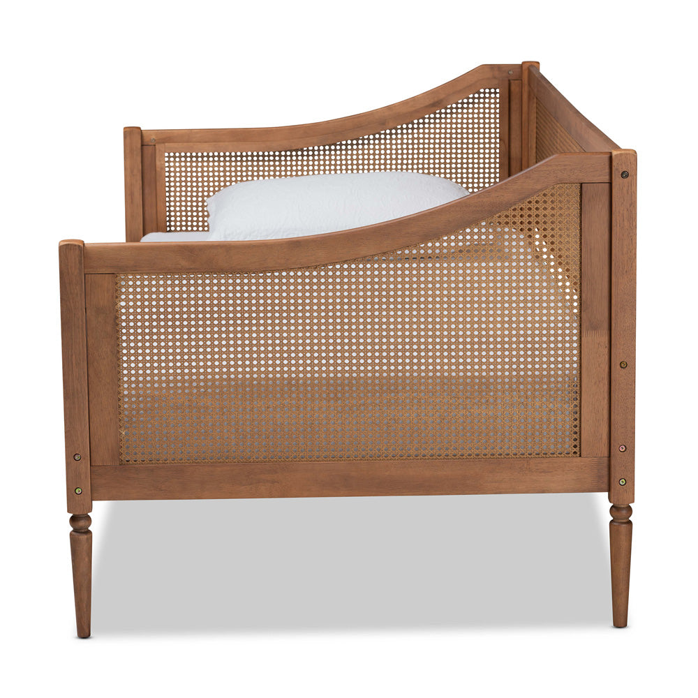 Baxton Studio - Ogden Twin Size Daybed in Walnut Brown - MG0074-Rattan/Walnut-Daybed view 2