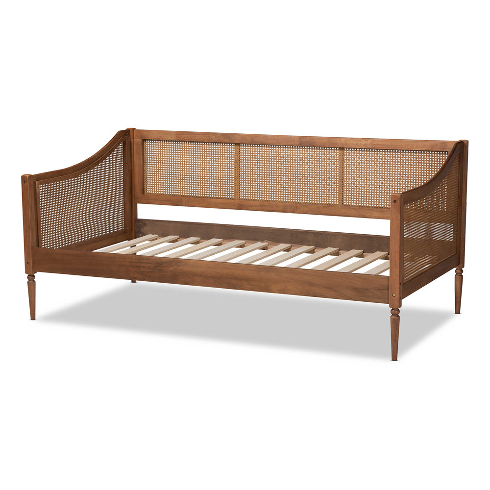 Baxton Studio - Ogden Twin Size Daybed in Walnut Brown - MG0074-Rattan/Walnut-Daybed view 3