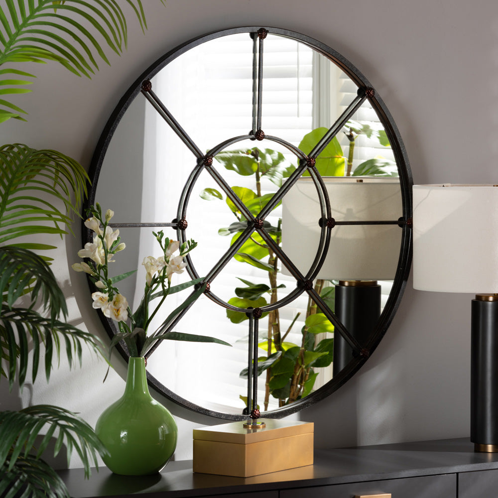 Baxton Studio - Ohara Mirror in Black - RXW-10394-Black view 3
