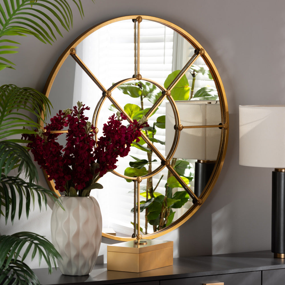 Baxton Studio - Ohara Mirror in Gold - RXW-10394-Gold view 3