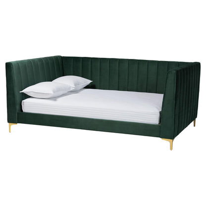 Baxton Studio - Oksana Full Size Daybed in Emerald Green/Gold - CF0344-Emerald Green Daybed-Full view 1