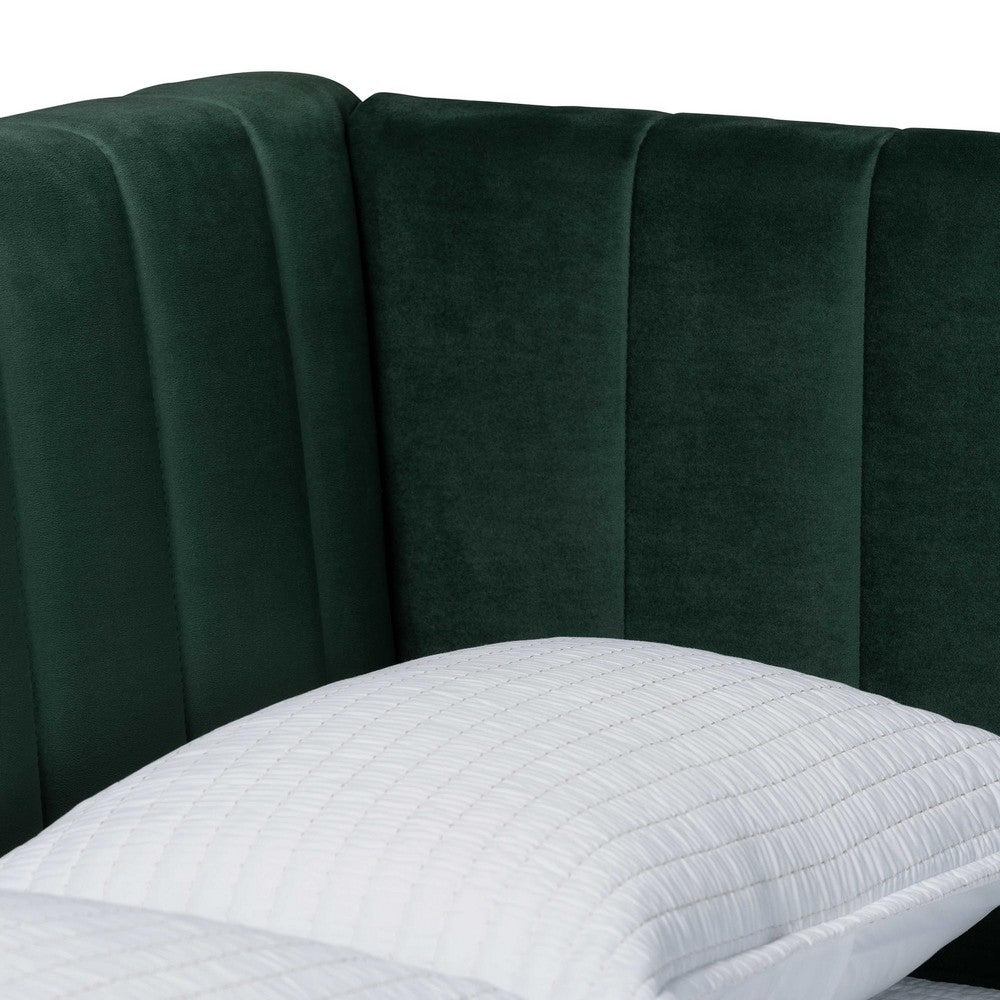 Baxton Studio - Oksana Full Size Daybed in Emerald Green/Gold - CF0344-Emerald Green Daybed-Full view 4