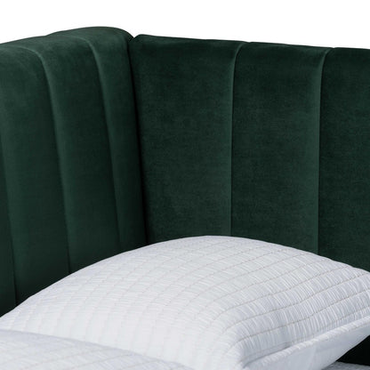 Baxton Studio - Oksana Full Size Daybed in Emerald Green/Gold - CF0344-Emerald Green Daybed-Full view 4