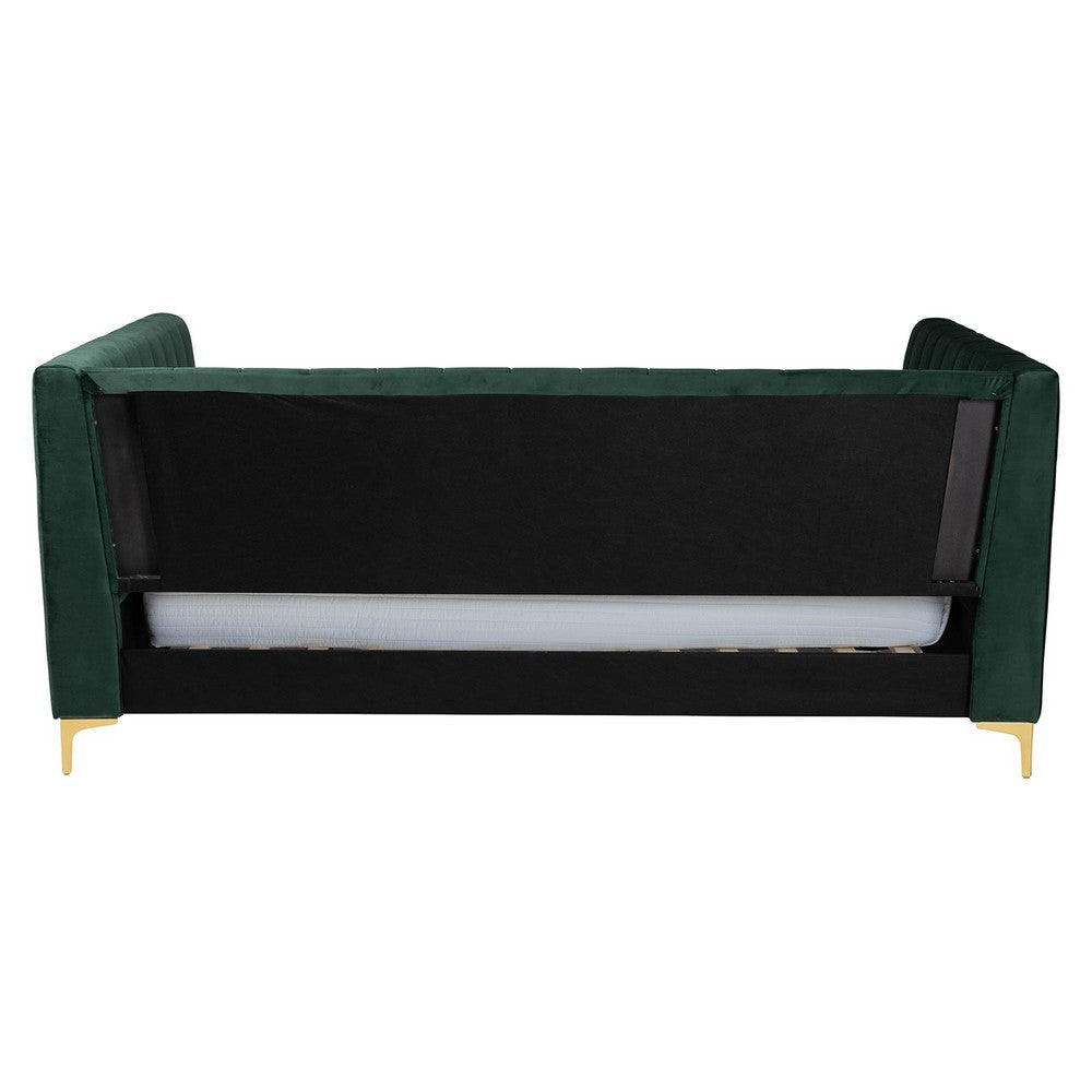 Baxton Studio - Oksana Full Size Daybed in Emerald Green/Gold - CF0344-Emerald Green Daybed-Full view 6