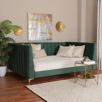 Baxton Studio - Oksana Full Size Daybed in Emerald Green/Gold - CF0344-Emerald Green Daybed-Full view 8