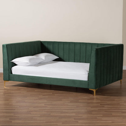 Baxton Studio - Oksana Full Size Daybed in Emerald Green/Gold - CF0344-Emerald Green Daybed-Full view 9
