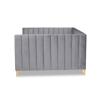 Baxton Studio - Oksana Full Size Daybed in Light grey/Gold - CF0344-Light Grey Daybed-Full view 2