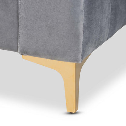 Baxton Studio - Oksana Full Size Daybed in Light grey/Gold - CF0344-Light Grey Daybed-Full view 4