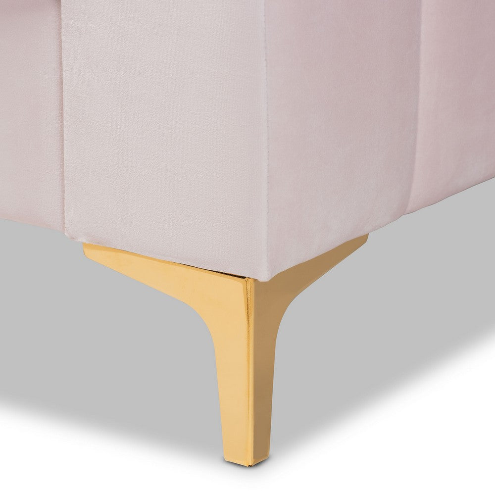 Baxton Studio - Oksana Full Size Daybed in Light pink/Gold - CF0344-Light Pink Daybed-Full view 4