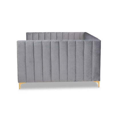 Baxton Studio - Oksana Queen Size Daybed in Light grey/Gold - CF0344-Light Grey Daybed-Queen view 2