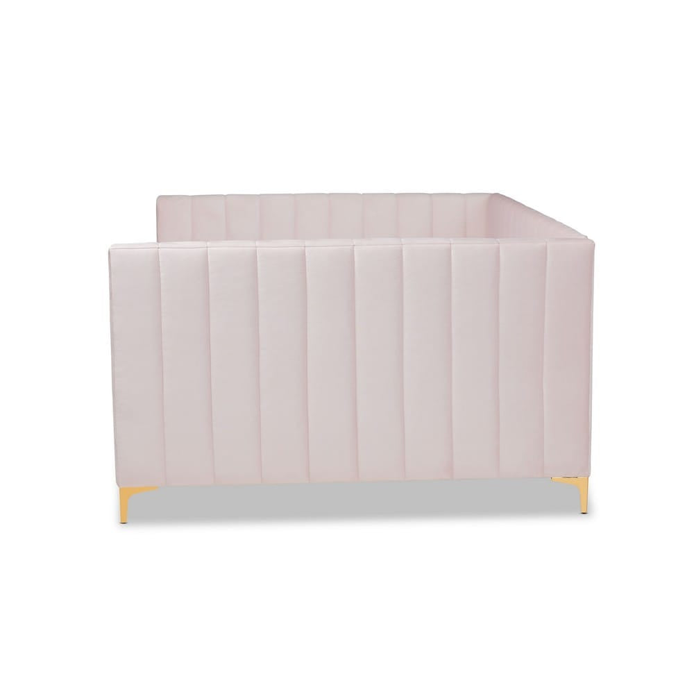 Baxton Studio - Oksana Queen Size Daybed in Light pink/Gold - CF0344-Light Pink Daybed-Queen view 2