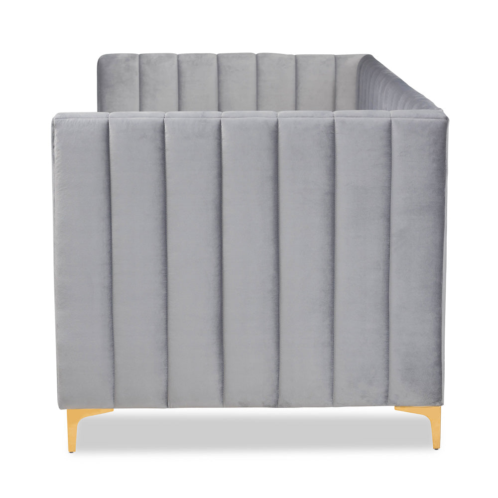 Baxton Studio - Oksana Twin Size Bed in Light grey/Gold - CF0344-Light Grey Daybed-Twin view 2