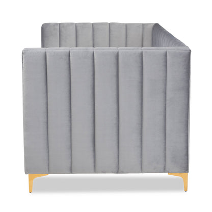 Baxton Studio - Oksana Twin Size Bed in Light grey/Gold - CF0344-Light Grey Daybed-Twin view 2