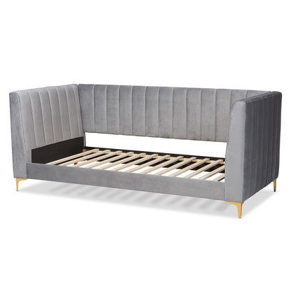 Baxton Studio - Oksana Twin Size Bed in Light grey/Gold - CF0344-Light Grey Daybed-Twin view 3