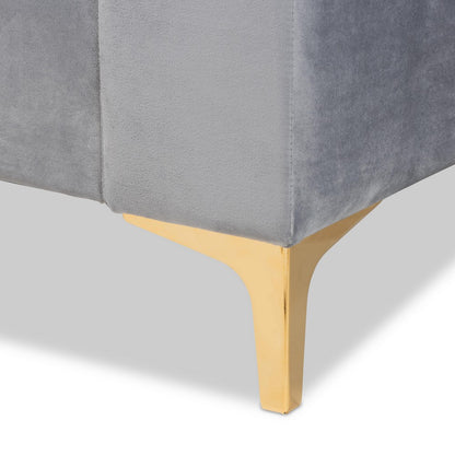 Baxton Studio - Oksana Twin Size Bed in Light grey/Gold - CF0344-Light Grey Daybed-Twin view 4