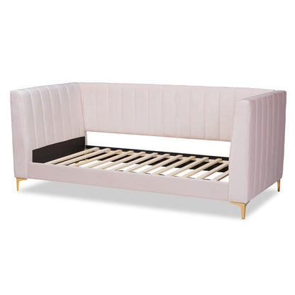 Baxton Studio - Oksana Twin Size Bed in Light pink/Gold - CF0344-Light Pink Daybed-Twin view 3