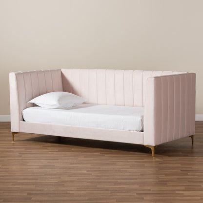 Baxton Studio - Oksana Twin Size Bed in Light pink/Gold - CF0344-Light Pink Daybed-Twin view 6