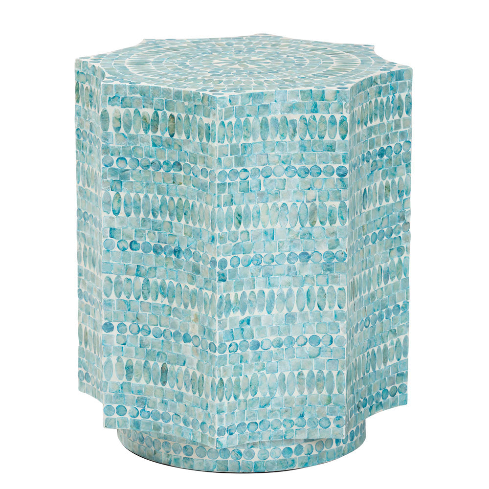Baxton Studio - Olesia End Table in Mosaic Blue/White - F232-FT59-Accent Table view 1