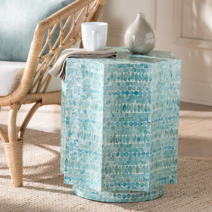 Baxton Studio - Olesia End Table in Mosaic Blue/White - F232-FT59-Accent Table view 5