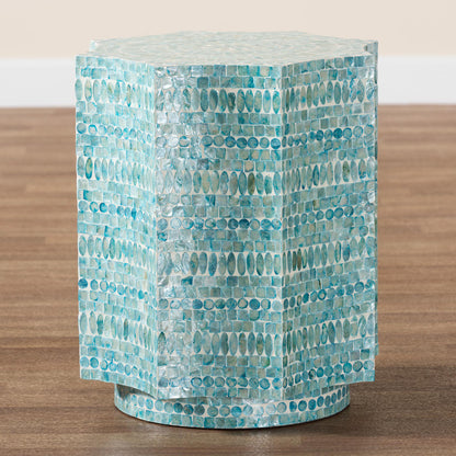 Baxton Studio - Olesia End Table in Mosaic Blue/White - F232-FT59-Accent Table view 6