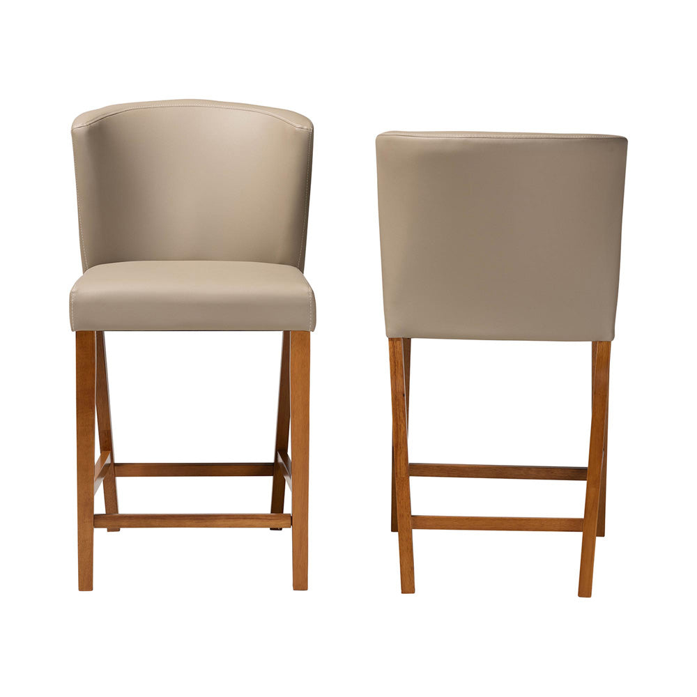 Baxton Studio - Olivia Set of 2 Bar Stools in "Walnut" Dark Brown  - RT325-STL-Grey view 1