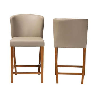 Baxton Studio - Olivia Set of 2 Bar Stools in "Walnut" Dark Brown  - RT325-STL-Grey view 1