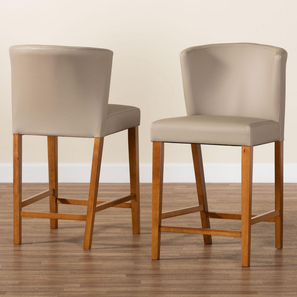 Baxton Studio - Olivia Set of 2 Bar Stools in "Walnut" Dark Brown  - RT325-STL-Grey view 7