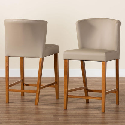 Baxton Studio - Olivia Set of 2 Bar Stools in "Walnut" Dark Brown  - RT325-STL-Grey view 7