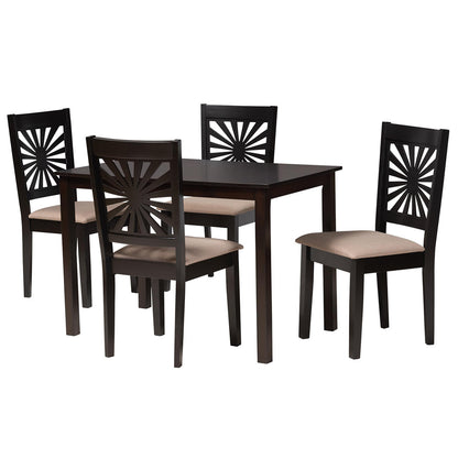 Baxton Studio - Olympia Dining Set in Beige/Espresso Brown - RH386C-Sand/Dark Brown-5PC Dining Set view 1