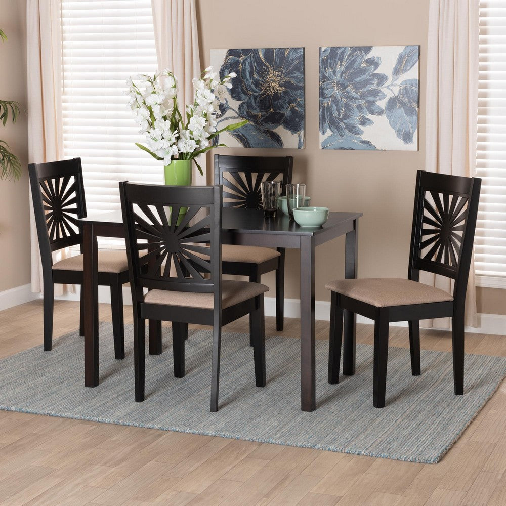 Baxton Studio - Olympia Dining Set in Beige/Espresso Brown - RH386C-Sand/Dark Brown-5PC Dining Set view 8