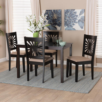 Baxton Studio - Olympia Dining Set in Beige/Espresso Brown - RH386C-Sand/Dark Brown-5PC Dining Set view 8