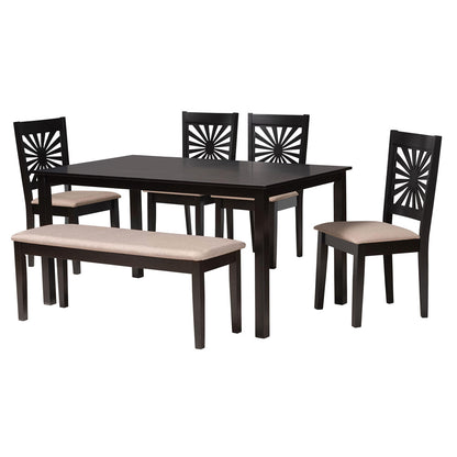 Baxton Studio - Olympia Dining Set in Beige/Espresso Brown - RH386C-Sand/Dark Brown-6PC Dining Set view 1