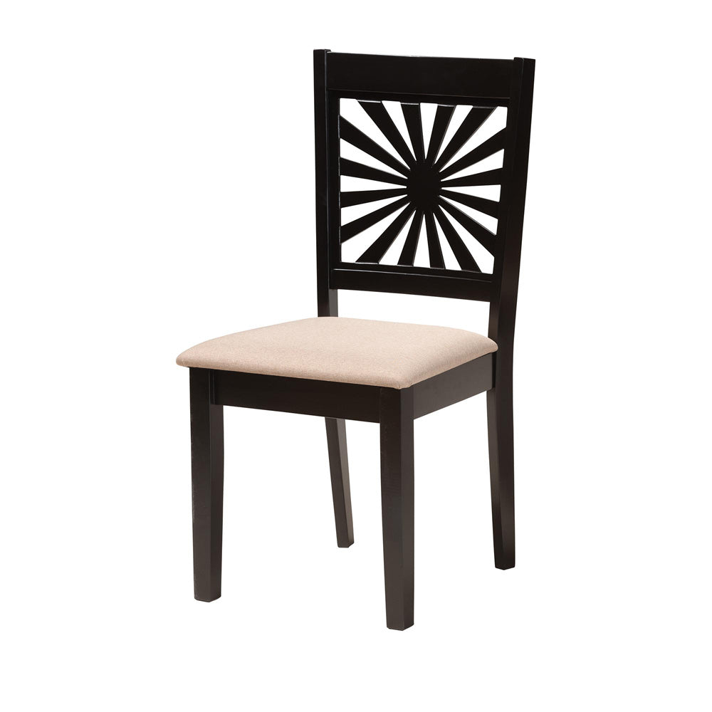 Baxton Studio - Olympia Dining Set in Beige/Espresso Brown - RH386C-Sand/Dark Brown-6PC Dining Set view 2