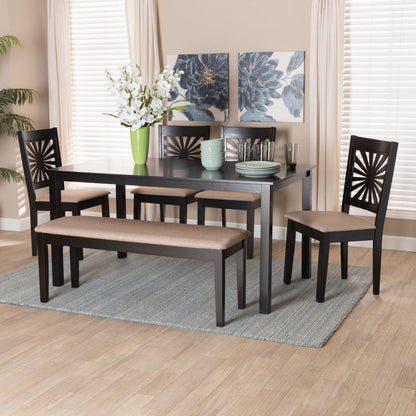 Baxton Studio - Olympia Dining Set in Beige/Espresso Brown - RH386C-Sand/Dark Brown-6PC Dining Set view 9