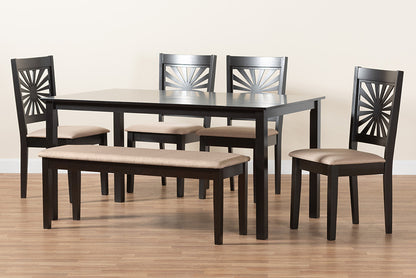 Baxton Studio - Olympia Dining Set in Beige/Espresso Brown - RH386C-Sand/Dark Brown-6PC Dining Set view 10