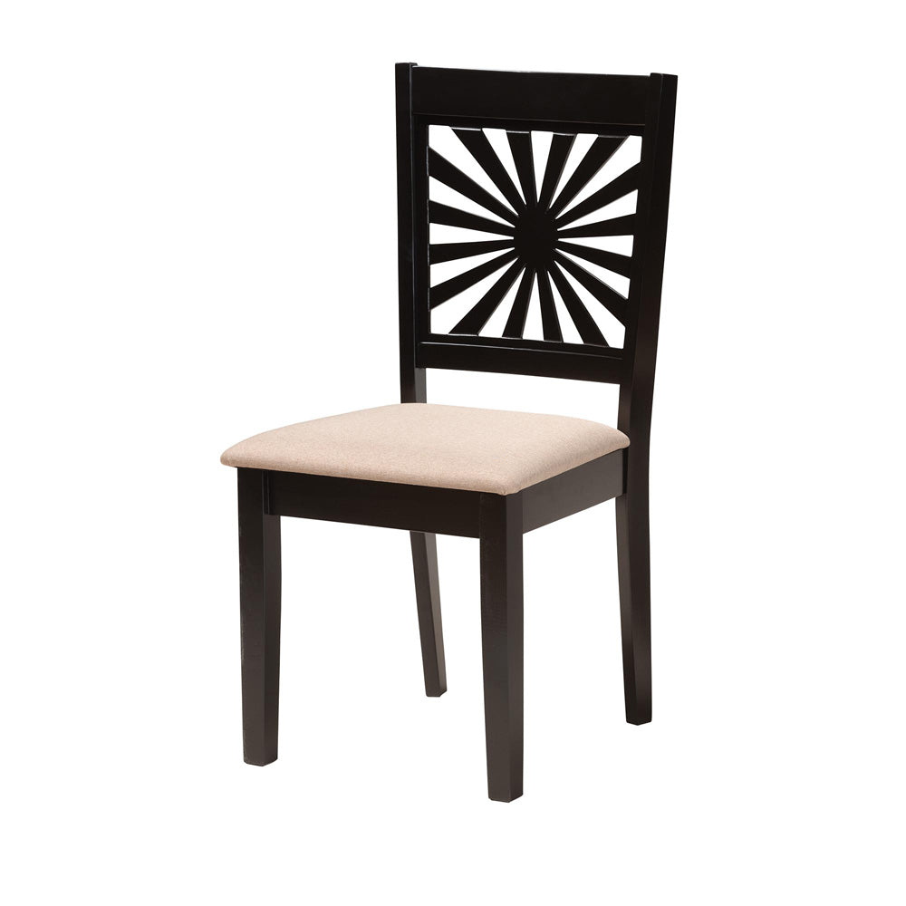 Baxton Studio - Olympia Dining Set in Beige/Espresso Brown - RH386C-Sand/Dark Brown-7PC Dining Set view 2