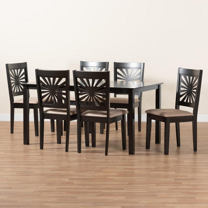 Baxton Studio - Olympia Dining Set in Beige/Espresso Brown - RH386C-Sand/Dark Brown-7PC Dining Set view 9