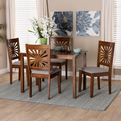 Baxton Studio - Olympia Dining Set in Grey/Walnut Brown - RH386C-Grey/Walnut-5PC Dining Set view 8