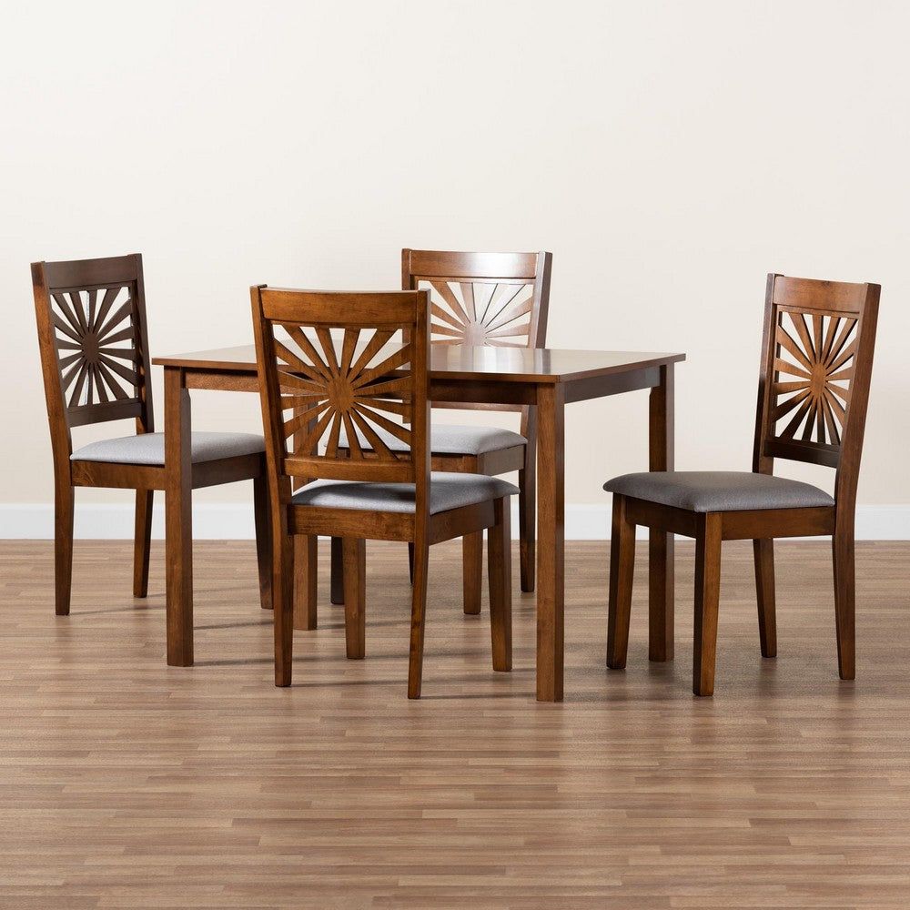 Baxton Studio - Olympia Dining Set in Grey/Walnut Brown - RH386C-Grey/Walnut-5PC Dining Set view 9