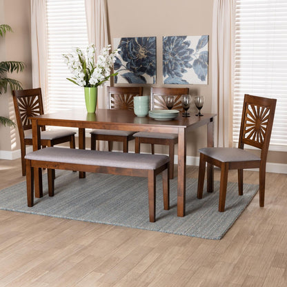 Baxton Studio - Olympia Dining Set in Grey/Walnut Brown - RH386C-Grey/Walnut-6PC Dining Set view 9
