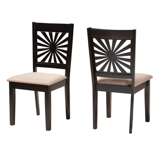 Baxton Studio - Olympia Set of 2 Dining Chairs in Beige/Espresso Brown - RH386C-Sand/Dark Brown-DC-2PK view 1