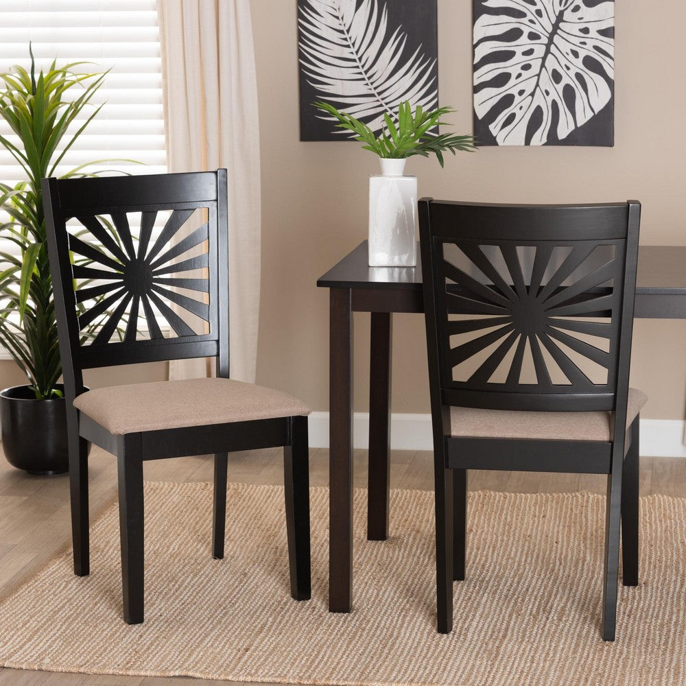 Baxton Studio - Olympia Set of 2 Dining Chairs in Beige/Espresso Brown - RH386C-Sand/Dark Brown-DC-2PK view 7