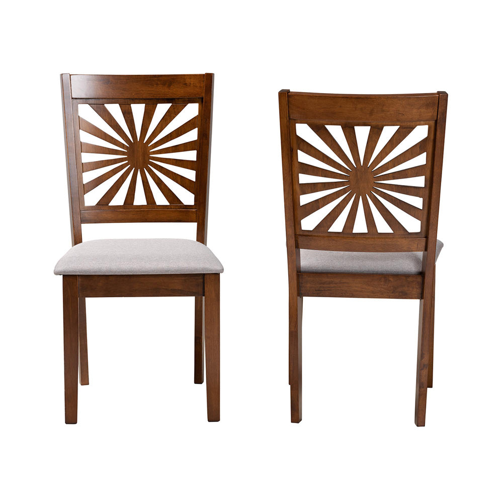 Baxton Studio - Olympia Set of 2 Dining Chairs in Grey/Walnut Brown - RH386C-Grey/Walnut-DC-2PK view 2